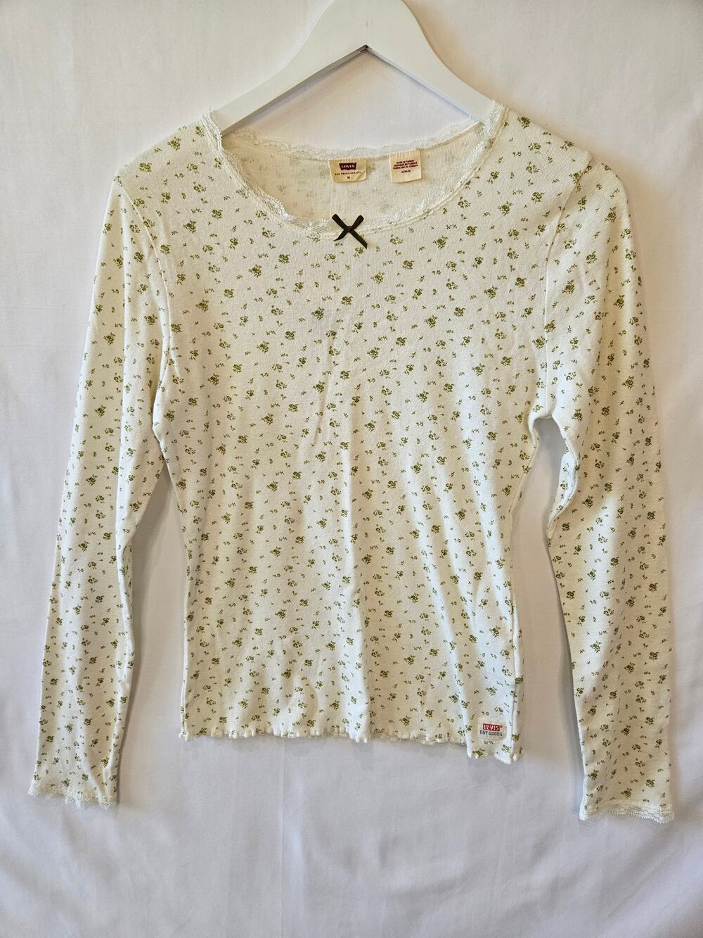 Levi's Shirt Women's Light Thermal Floral Cream Green Medium